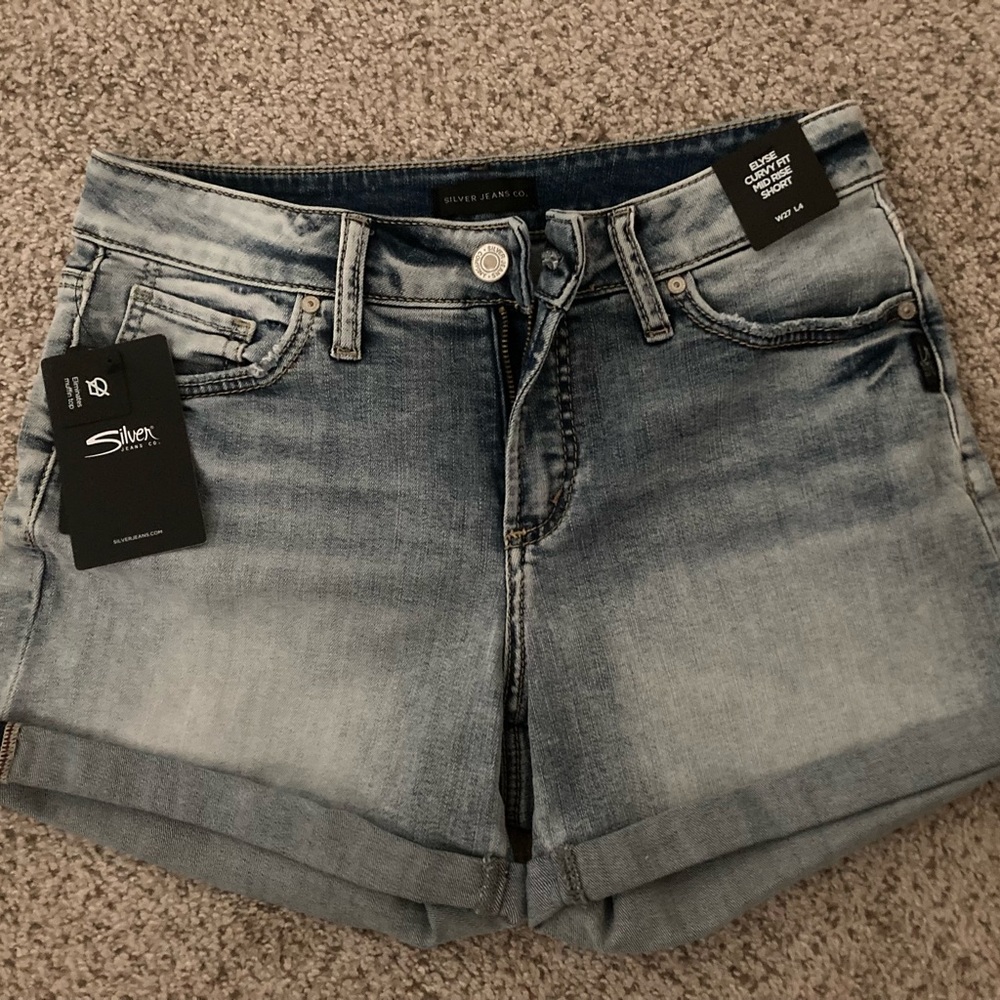 Brand new silver jean shorts